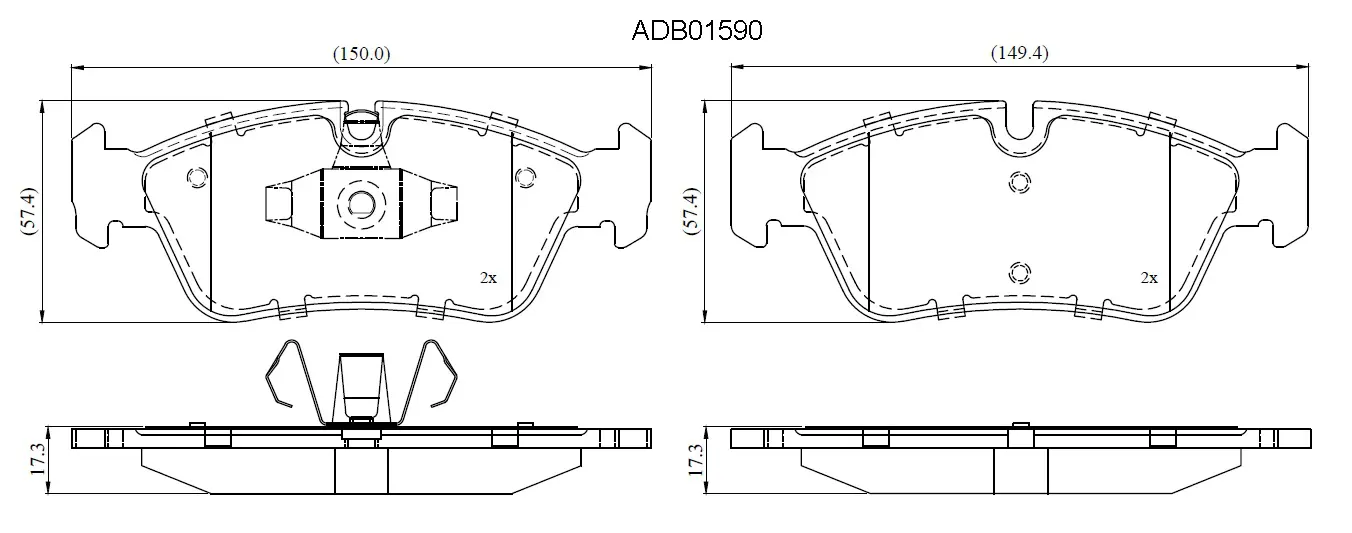 Тормозные колодки дисковые, комплект ALLIED NIPPON ADB01590 1441278667 E 9QINGO