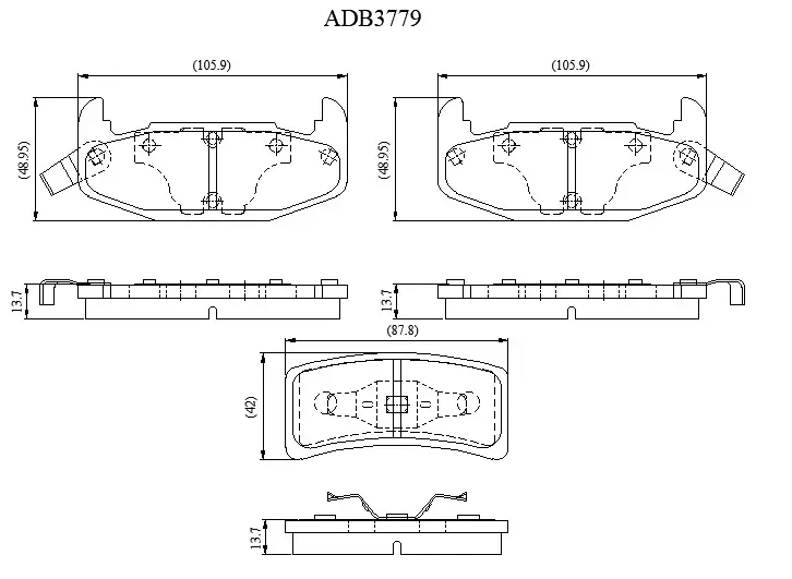 Тормозные колодки дисковые, комплект ALLIED NIPPON B 7HLSM ADB3779 1441278700