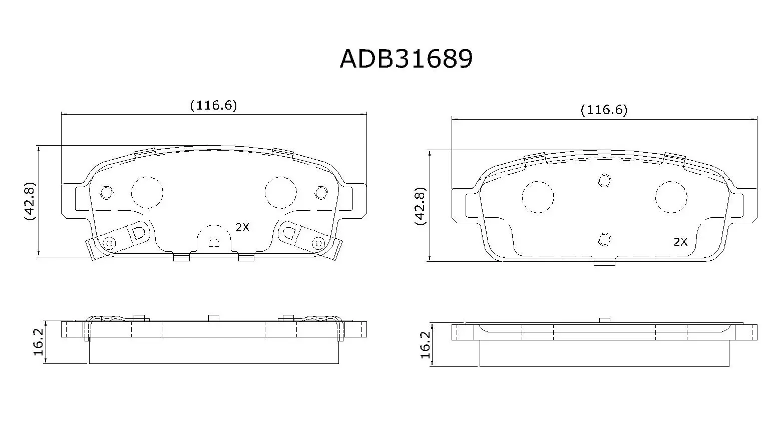 Тормозные колодки дисковые, комплект ALLIED NIPPON MI60C 3 1420939751 ADB31689