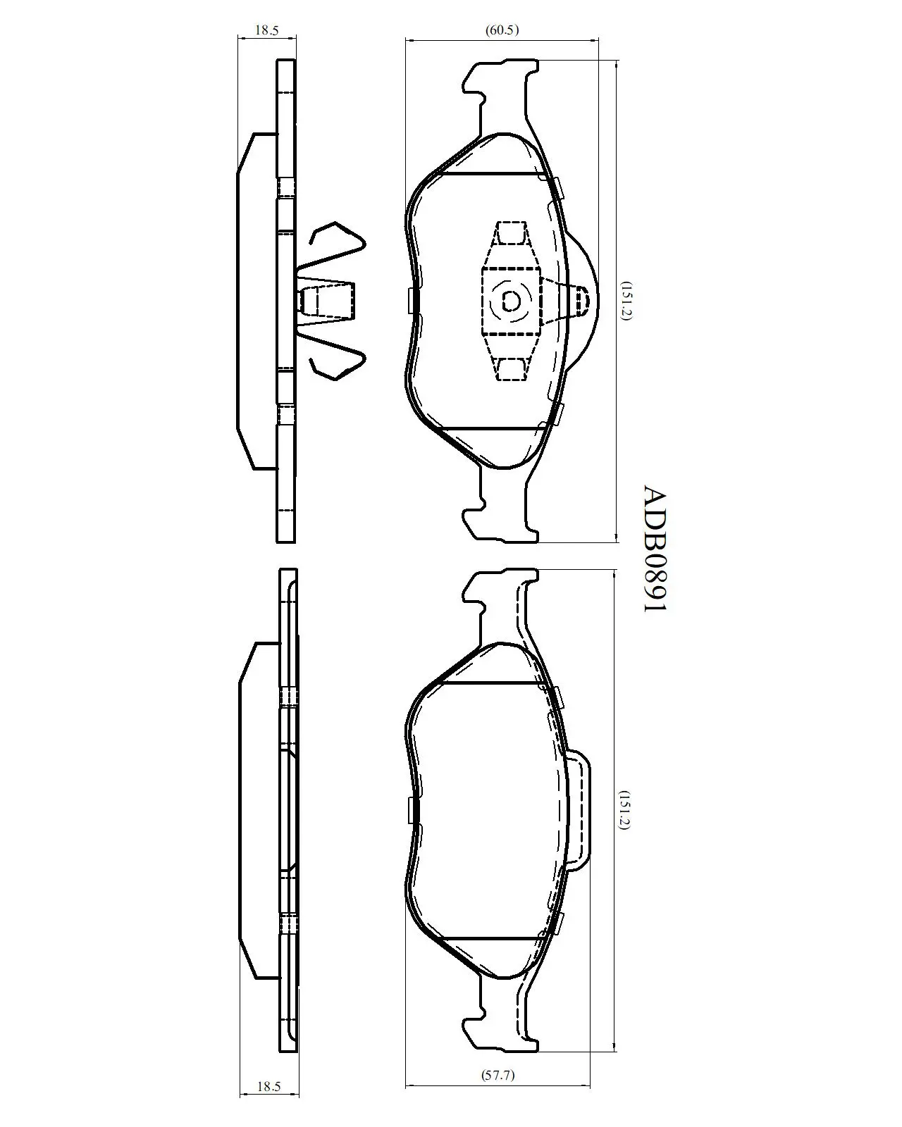 Тормозные колодки дисковые, комплект ALLIED NIPPON ADB0891 1420936678 HLB O90F