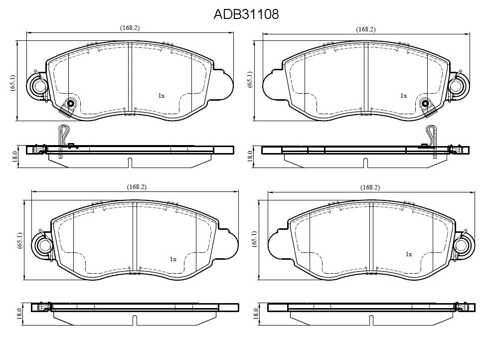 Тормозные колодки дисковые, комплект ALLIED NIPPON ADB31108 8Z2BK 77 1441278789
