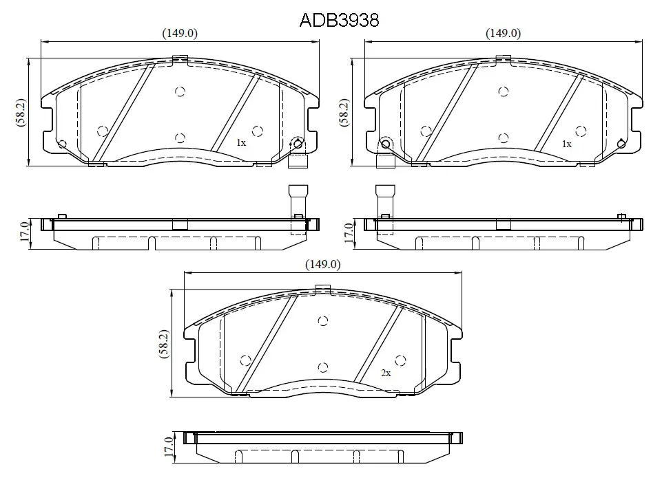 Тормозные колодки дисковые, комплект ALLIED NIPPON ADB3938 UWGL V4H 1420939376 изображение 0