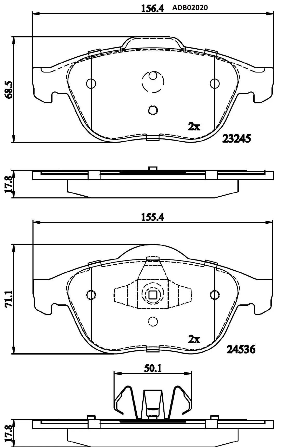 Тормозные колодки дисковые, комплект ALLIED NIPPON 1441278844 TQP0 C ADB02020
