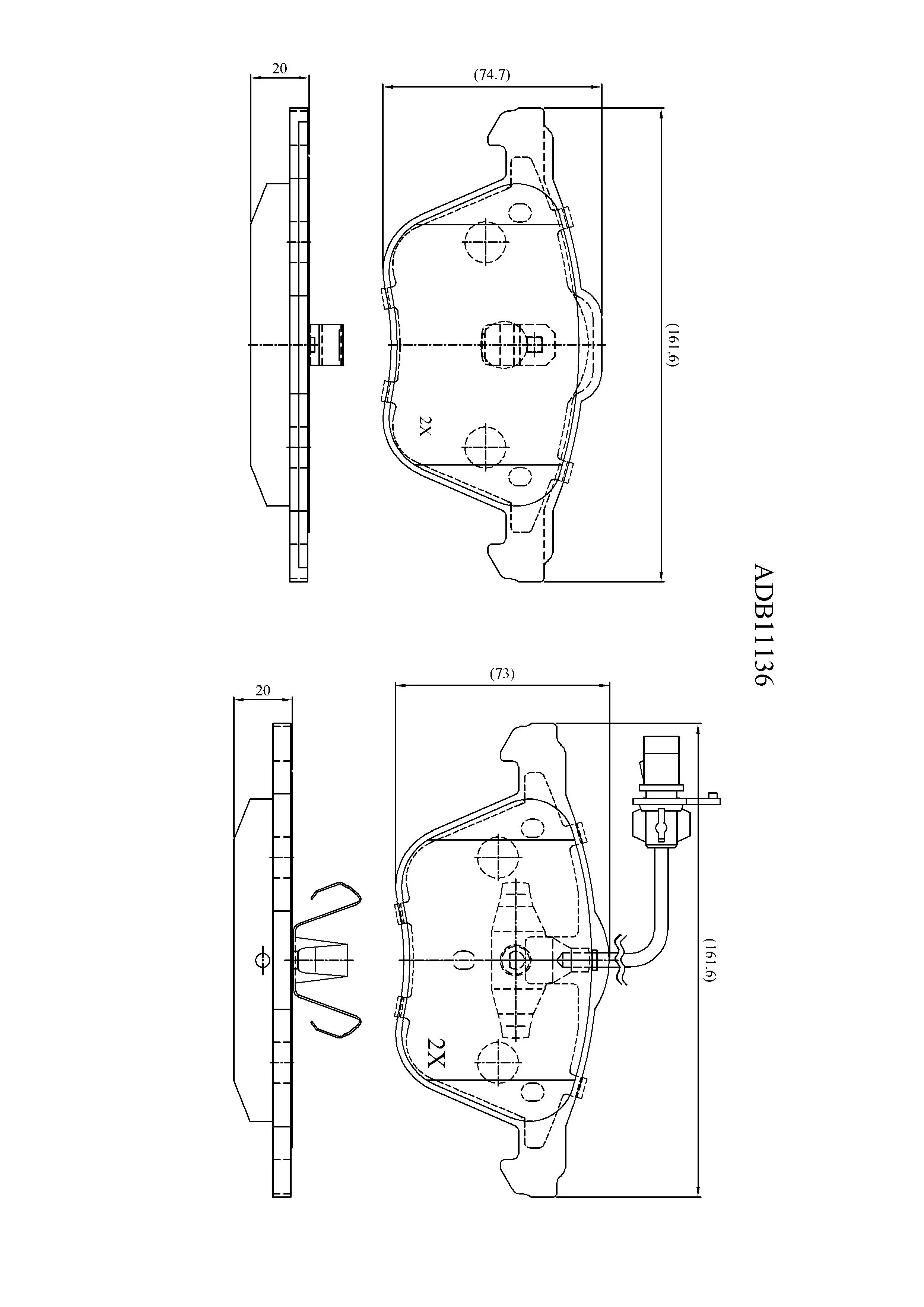 Тормозные колодки дисковые, комплект ALLIED NIPPON 1441278848 0 AWOM ADB11136
