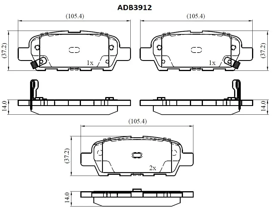 Тормозные колодки дисковые, комплект ALLIED NIPPON ADB3912 KN YZH 1420934203