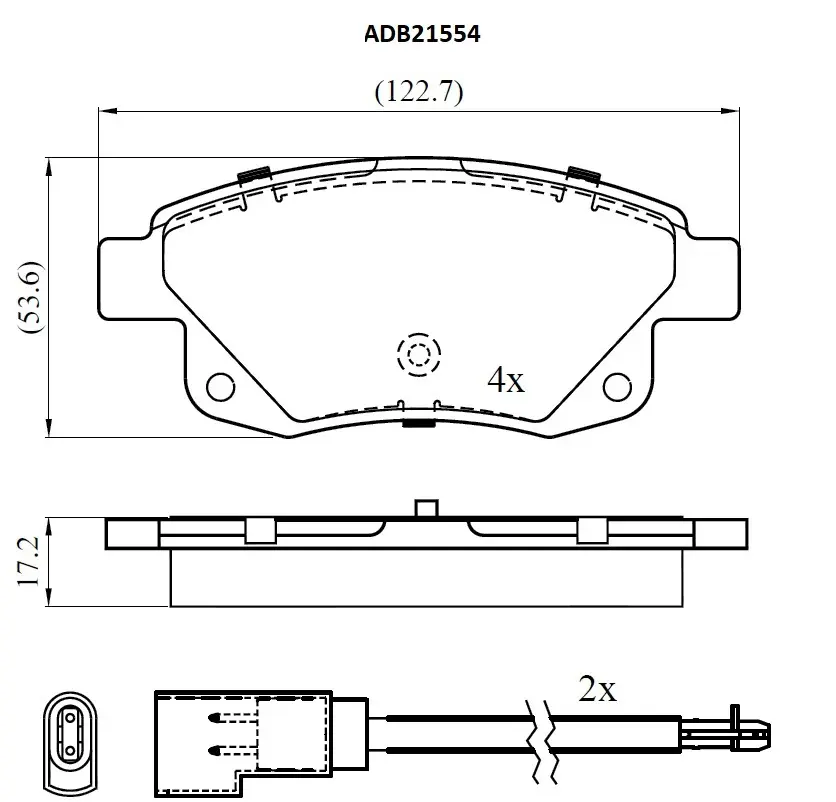 Тормозные колодки дисковые, комплект ALLIED NIPPON ADB21554 S 2CMM 1441279022