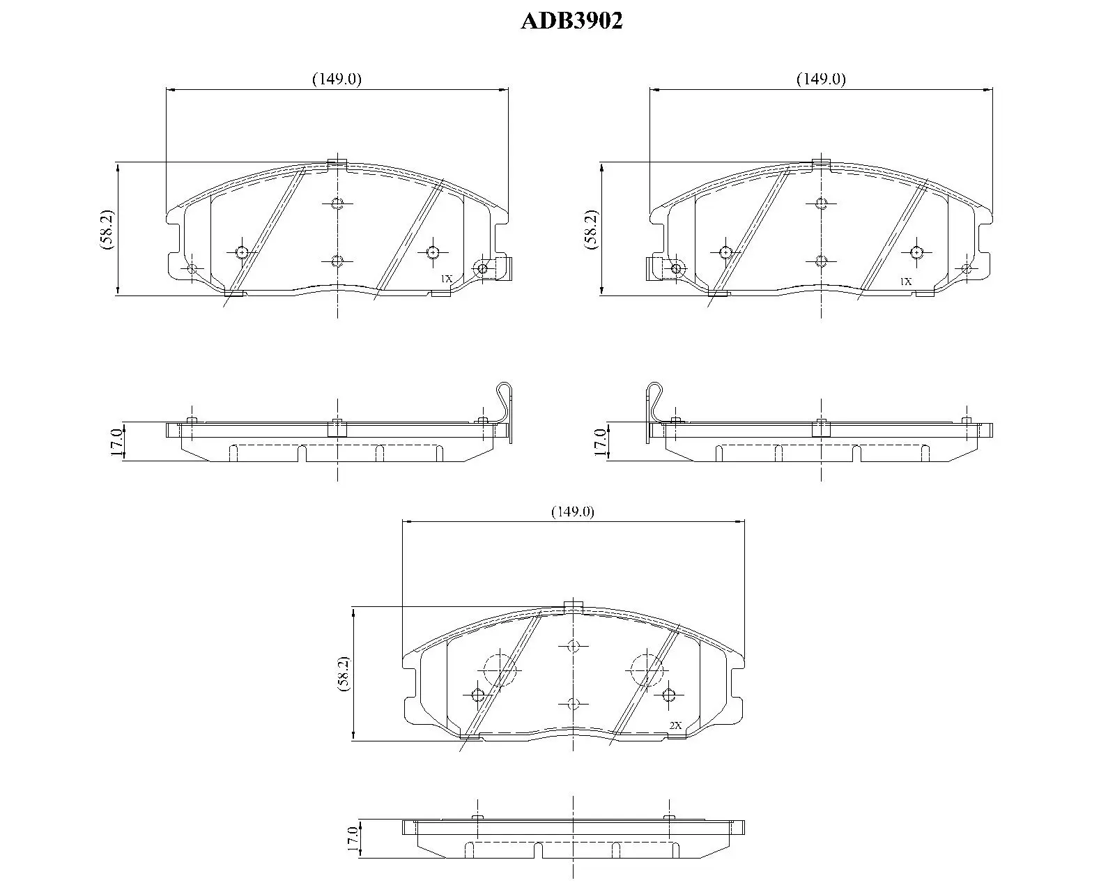 Тормозные колодки дисковые, комплект ALLIED NIPPON DU5WQ C 1420939375 ADB3902