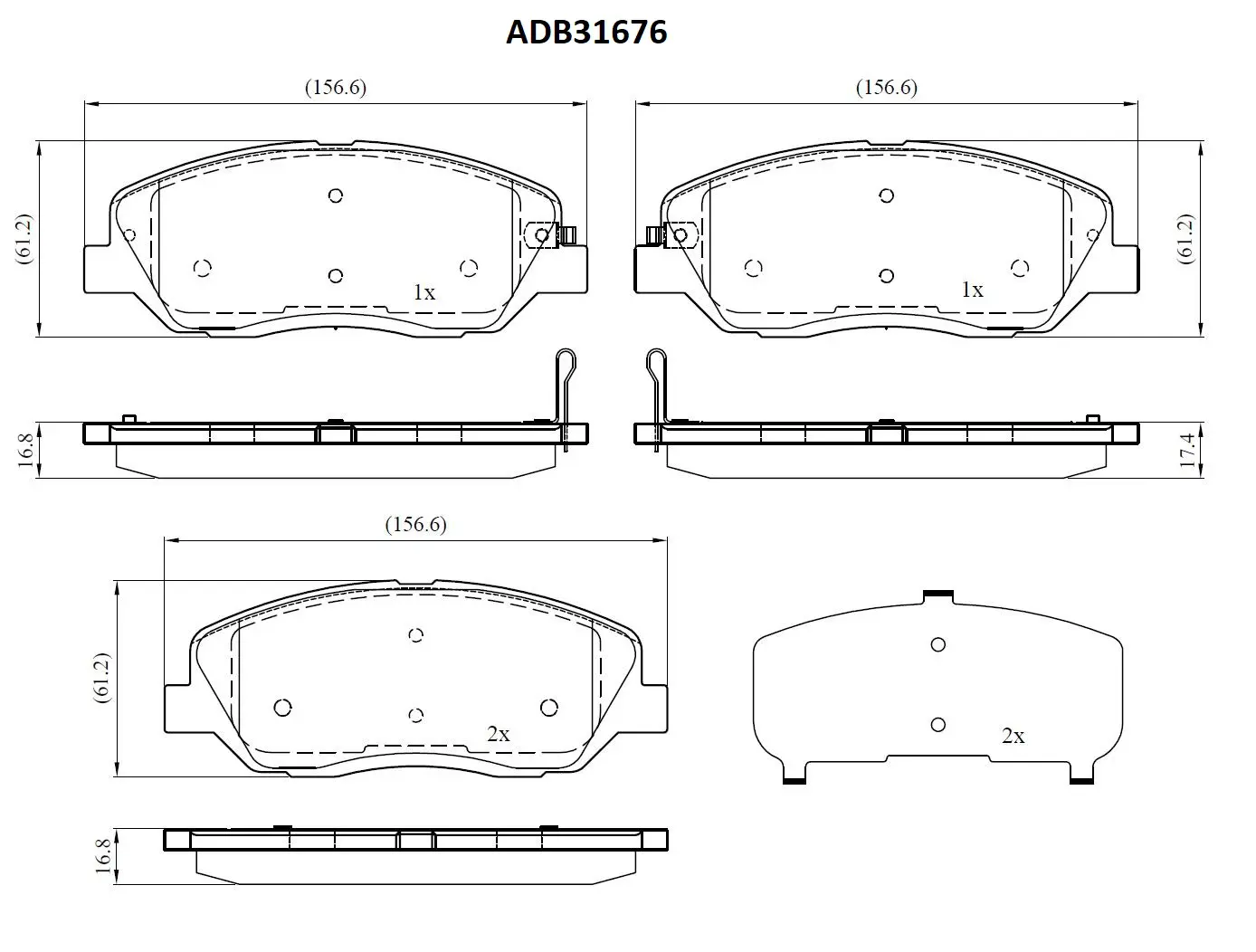Тормозные колодки дисковые, комплект ALLIED NIPPON ADB31676 N8C 28T 1420939131 изображение 0