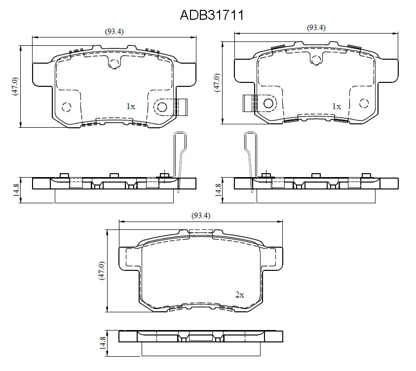 Тормозные колодки дисковые, комплект ALLIED NIPPON C2K3 HN ADB31711 1441279087