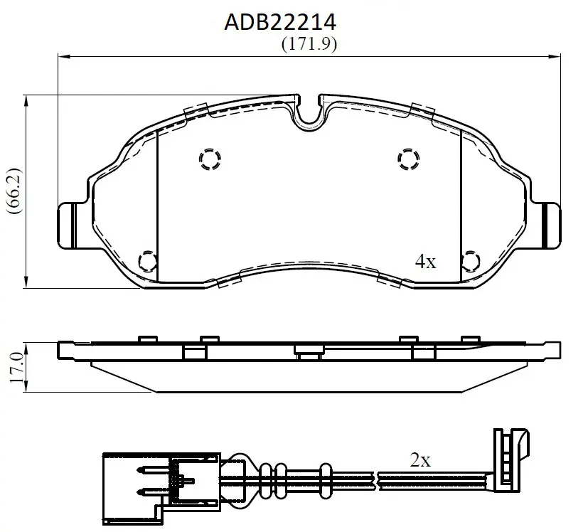 Тормозные колодки дисковые, комплект ALLIED NIPPON ADB22214 1441279157 U1H05 G изображение 0