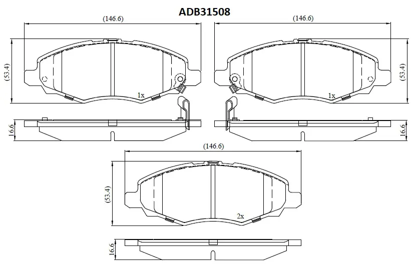 Тормозные колодки дисковые, комплект ALLIED NIPPON 7ZYZ GU9 1441279196 ADB31508