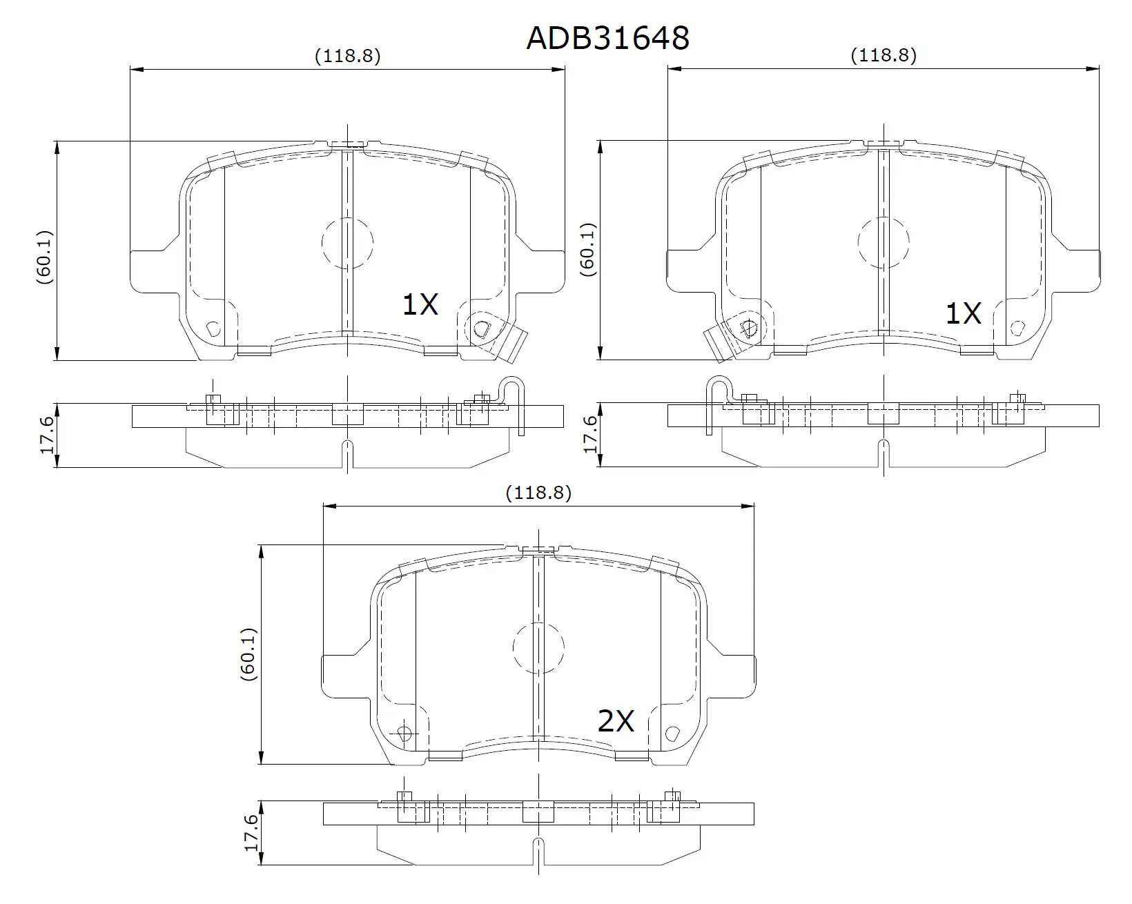 Тормозные колодки дисковые, комплект ALLIED NIPPON N6PW R ADB31648 1441279214 изображение 0