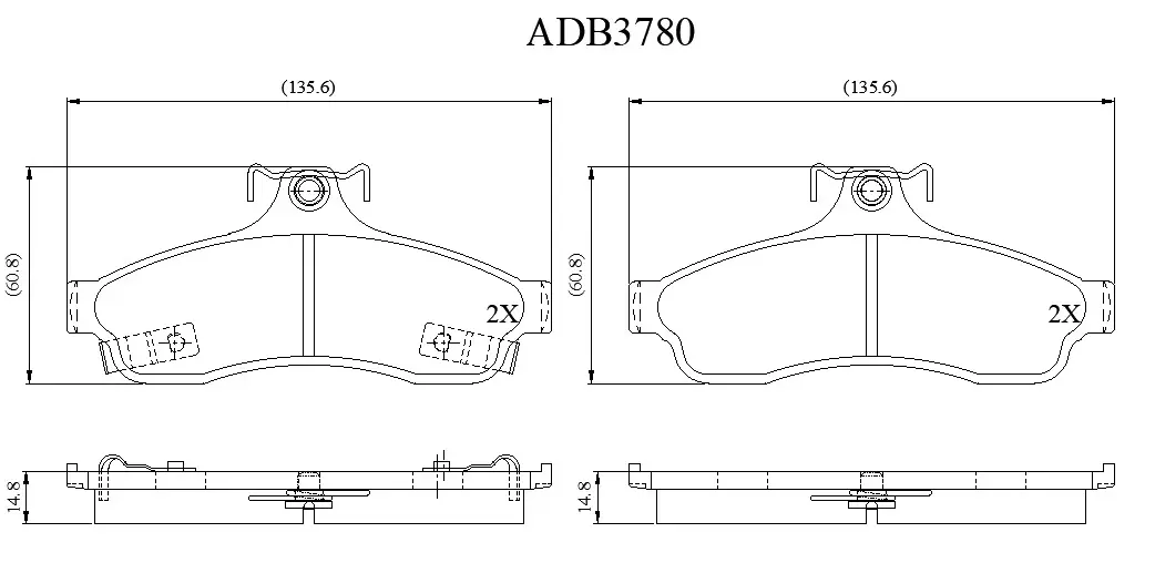 Тормозные колодки дисковые, комплект ALLIED NIPPON ADB3780 1441279215 CB8C 8H