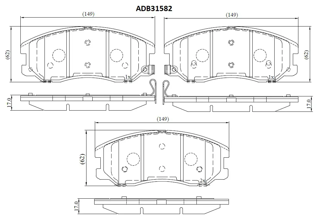 Тормозные колодки дисковые, комплект ALLIED NIPPON ADB31582 1420939263 0DN P9