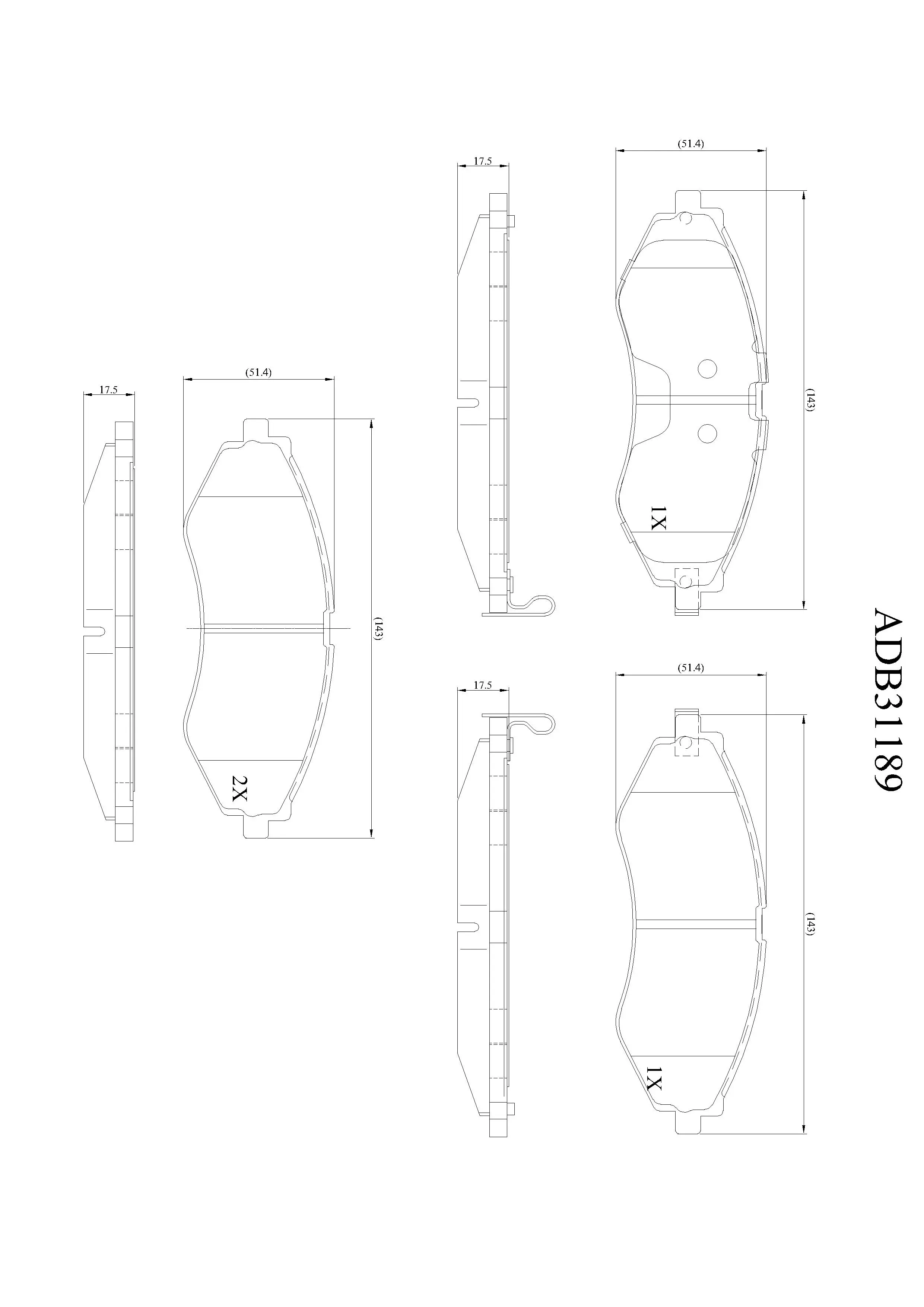 Тормозные колодки дисковые, комплект ALLIED NIPPON ADB31189 63 YILDP 1441279228