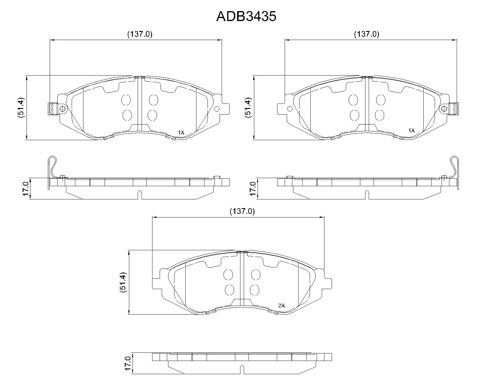 Тормозные колодки дисковые, комплект ALLIED NIPPON ADB3435 1441279229 RWM HUR