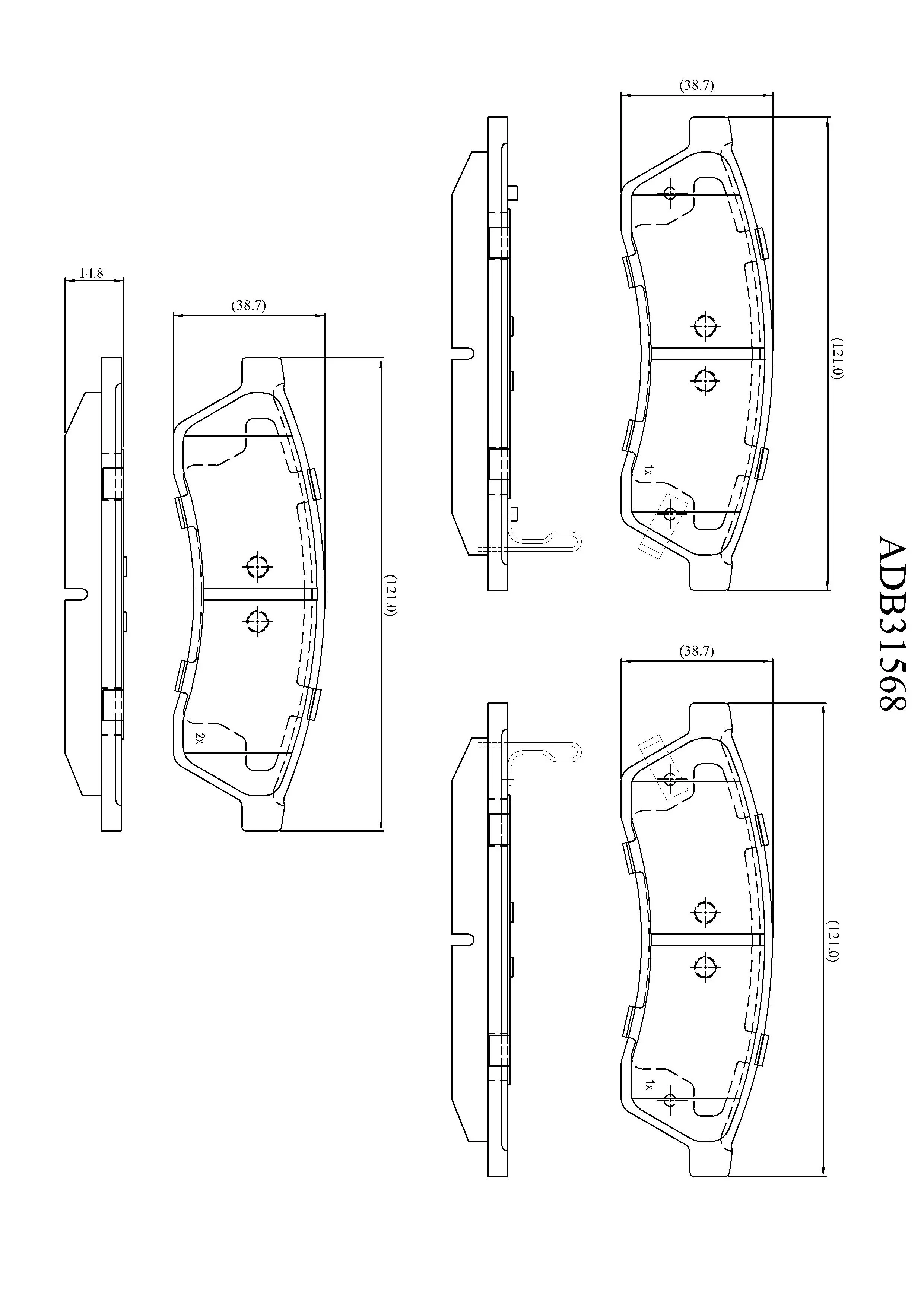 Тормозные колодки дисковые, комплект ALLIED NIPPON 3H8DT DI 1441279234 ADB31568