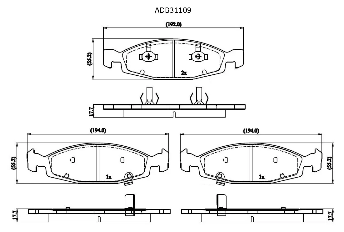 Тормозные колодки дисковые, комплект ALLIED NIPPON 1441279245 LJ5 1Q5 ADB31109