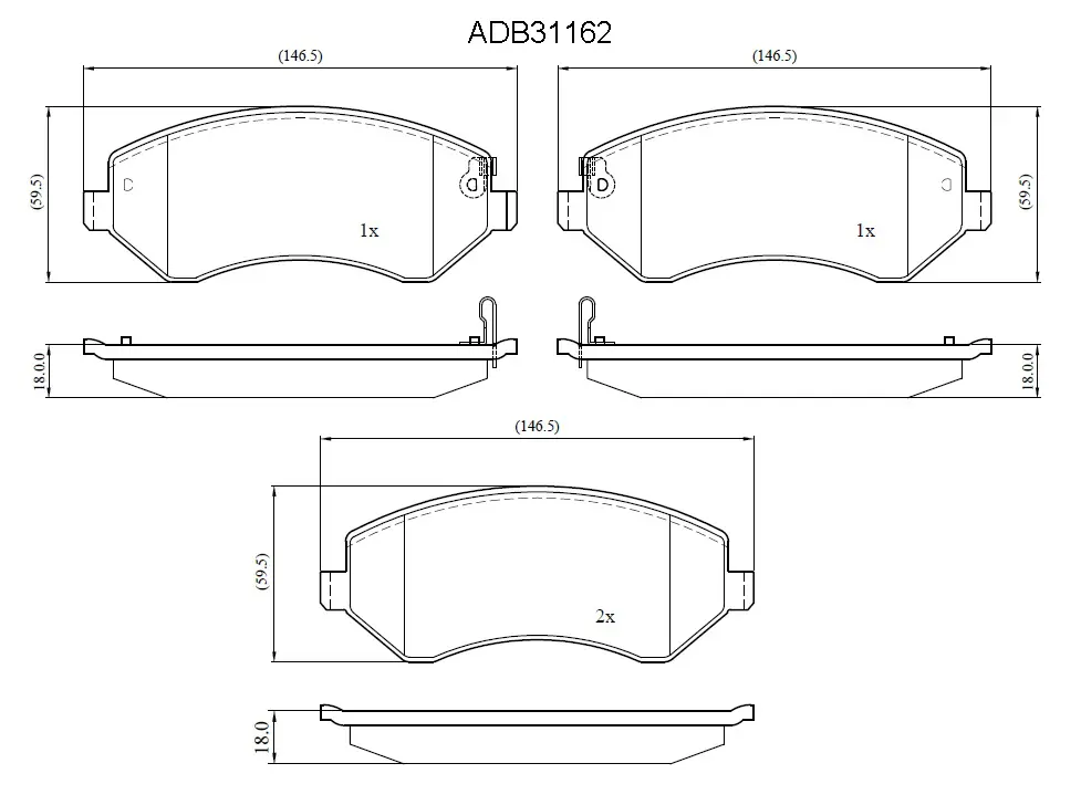 Тормозные колодки дисковые, комплект ALLIED NIPPON ADB31162 001 LKA2 1441279254