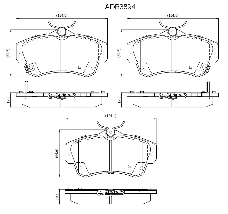 Тормозные колодки дисковые, комплект ALLIED NIPPON JI A2G 1441279258 ADB3894