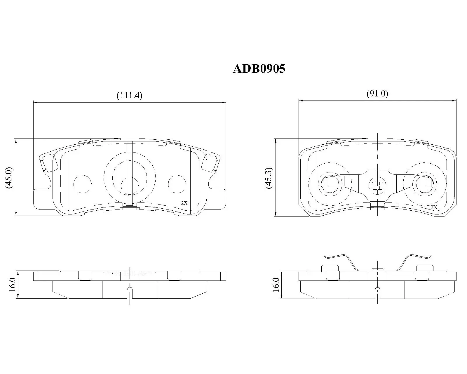 Тормозные колодки дисковые, комплект ALLIED NIPPON ADB0905 1420938154 NX 181C9