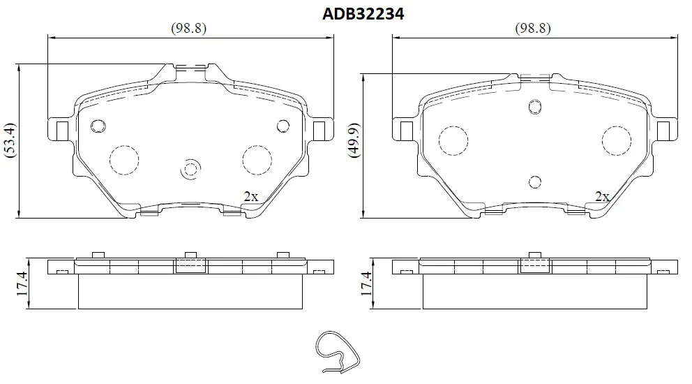 Тормозные колодки дисковые, комплект ALLIED NIPPON ADB32234 1441279273 Y Y0HHNT