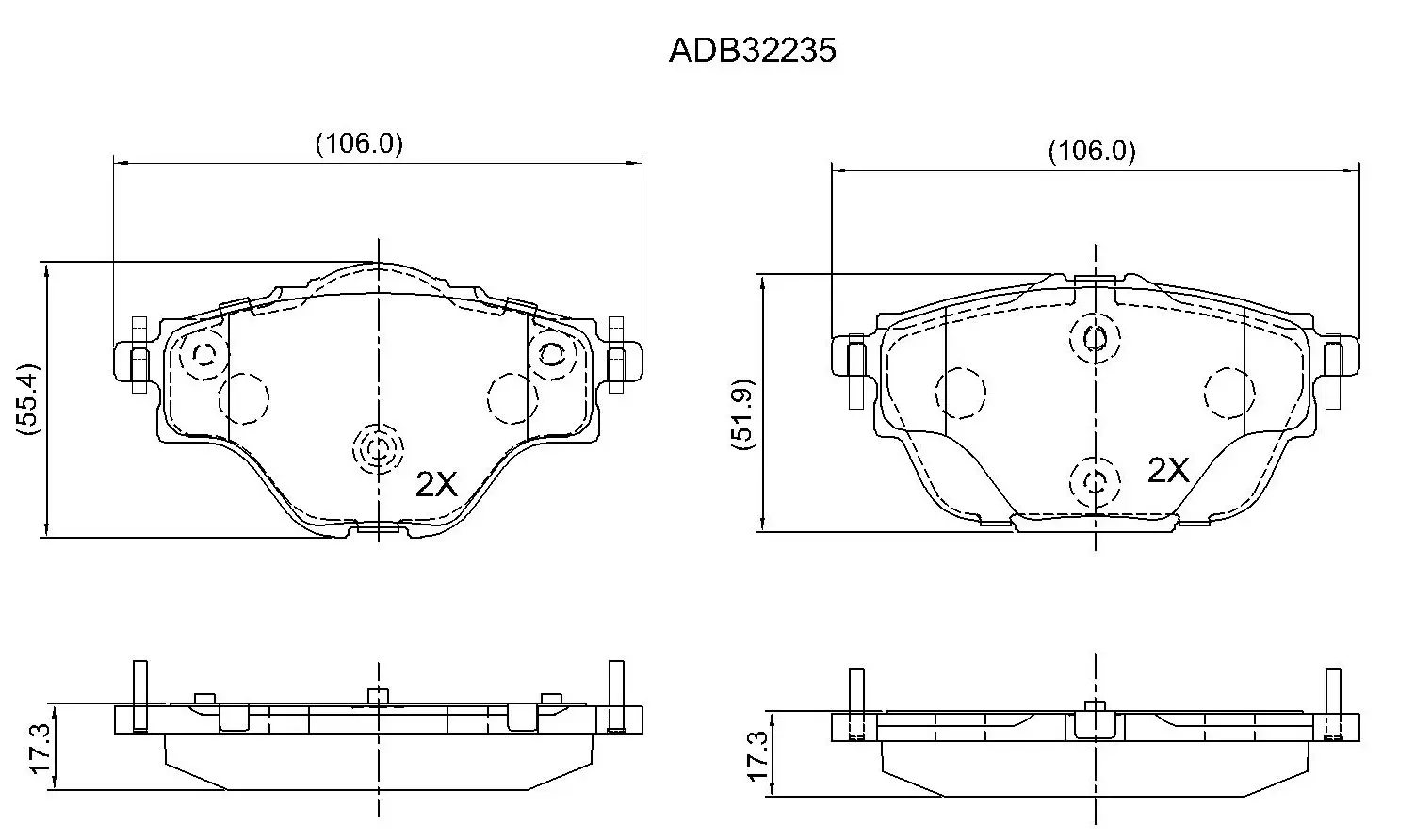 Тормозные колодки дисковые, комплект ALLIED NIPPON ADB32235 1441279285 Y9D5PL H