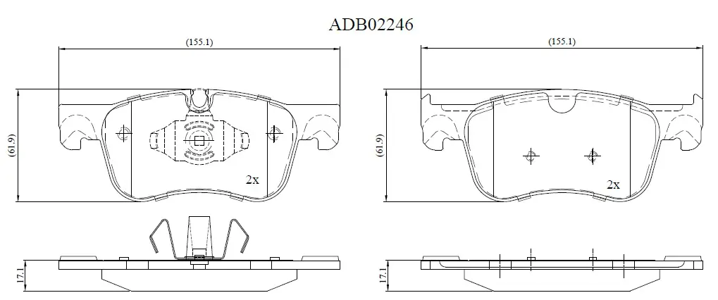 Тормозные колодки дисковые, комплект ALLIED NIPPON ADB02246 EE VSNW 1441279288