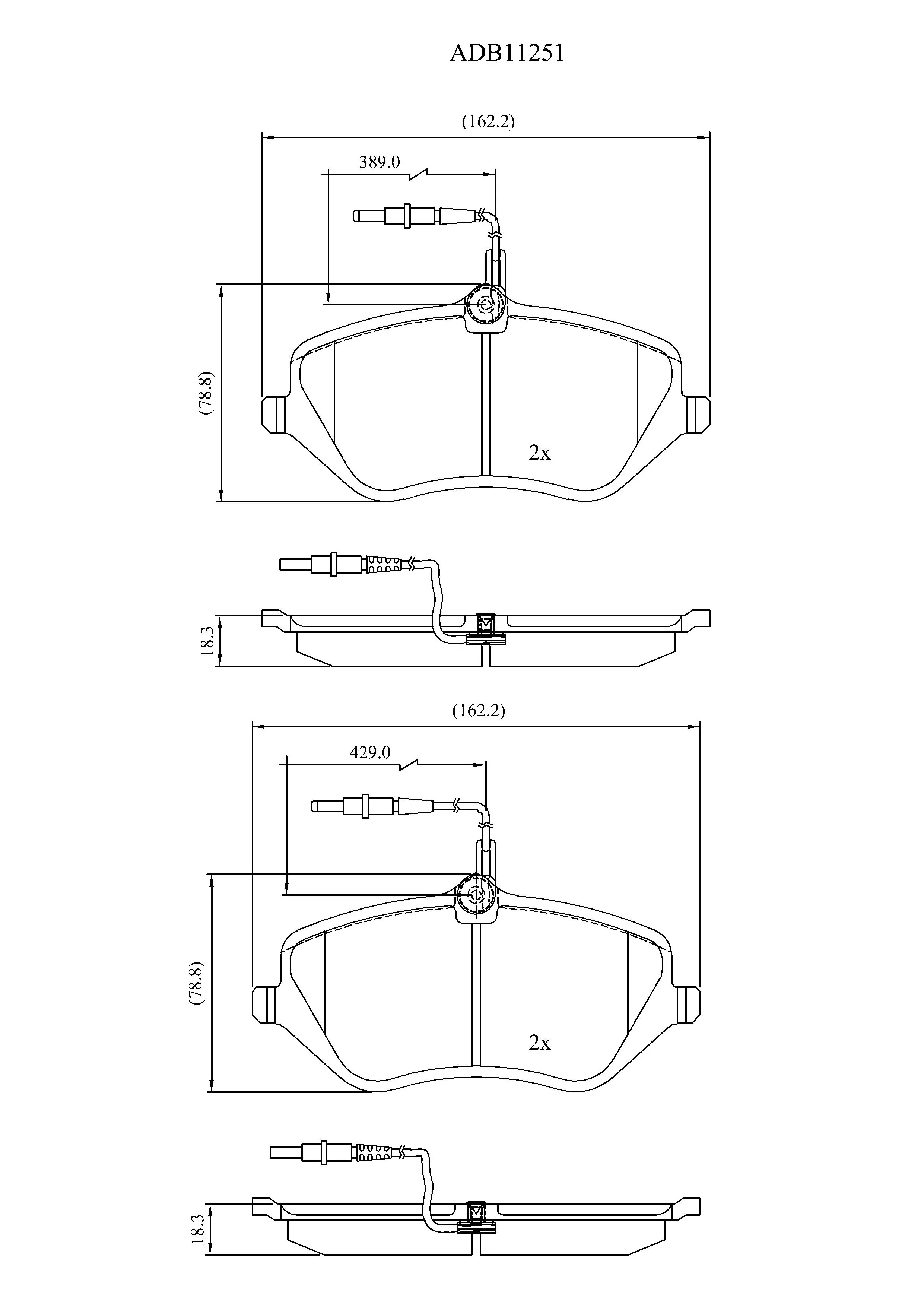 Тормозные колодки дисковые, комплект ALLIED NIPPON ADB11251 E8 OQJA 1441279303