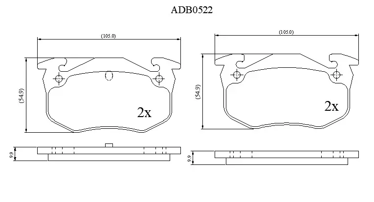 Тормозные колодки дисковые, комплект ALLIED NIPPON ADB0522 1441279377 Q OQ6X