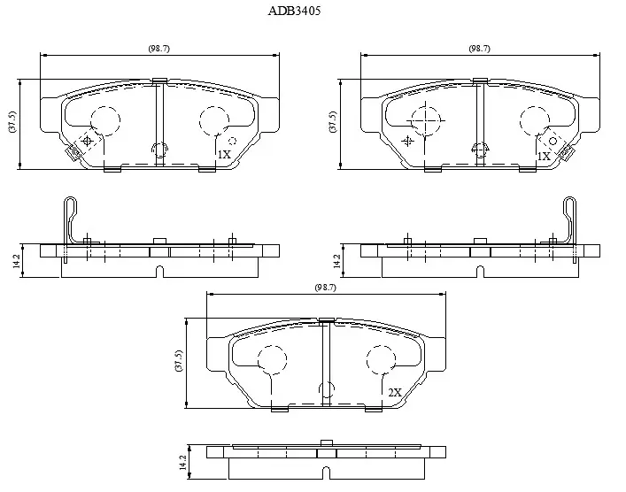 Тормозные колодки дисковые, комплект ALLIED NIPPON 1441279426 DT74 4 ADB3405