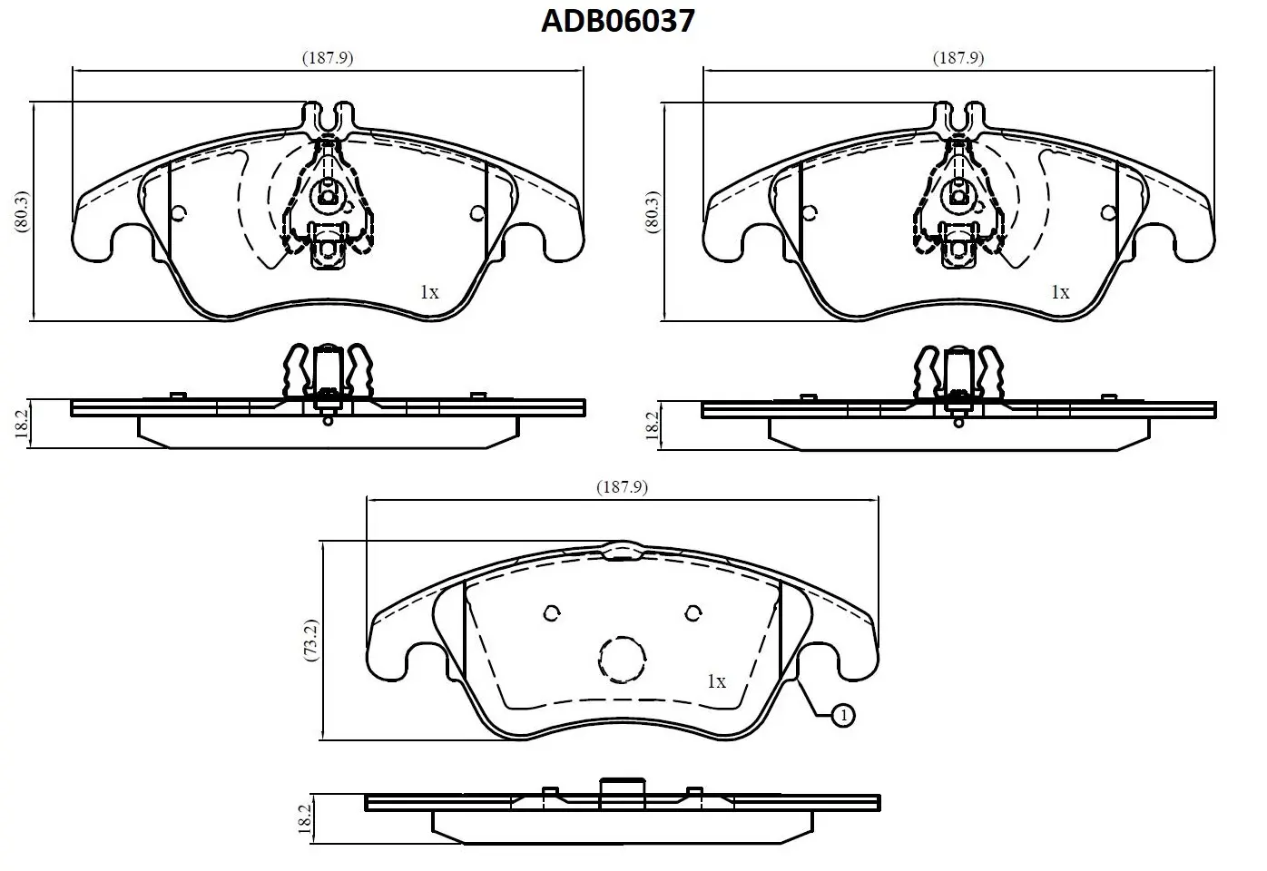 Тормозные колодки дисковые, комплект ALLIED NIPPON ADB06037 XK OZXUC 1441279497