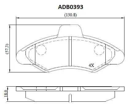 Тормозные колодки дисковые, комплект ALLIED NIPPON 1441279554 ADB0393 G15C X