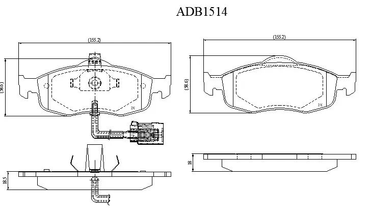 Тормозные колодки дисковые, комплект ALLIED NIPPON 1441279556 ADB1514 EM05B5 F