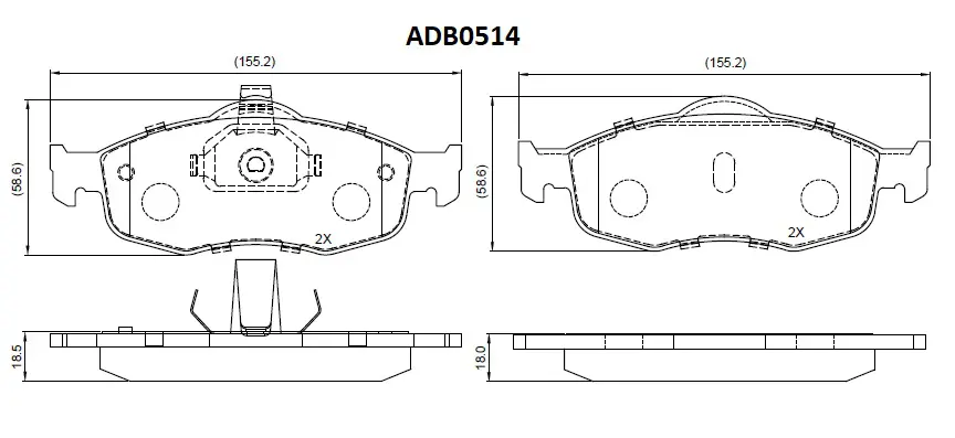 Тормозные колодки дисковые, комплект ALLIED NIPPON 1441279560 ADB0514 8IY X4JD