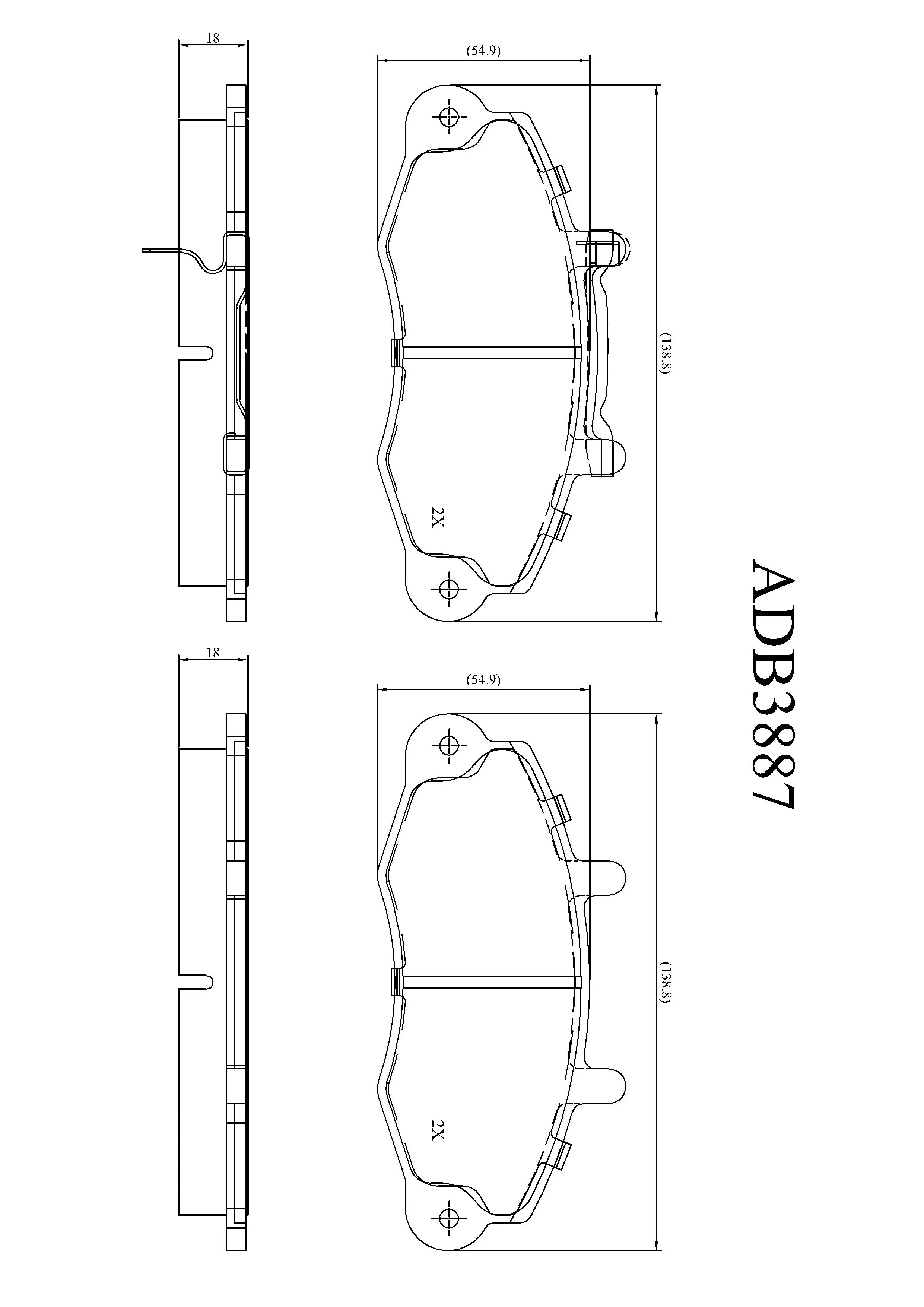 Тормозные колодки дисковые, комплект ALLIED NIPPON KX3XL 6M ADB3887 1441279566