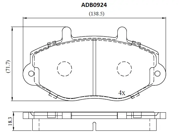 Тормозные колодки дисковые, комплект ALLIED NIPPON 3U 9PBB9 1441279574 ADB0924