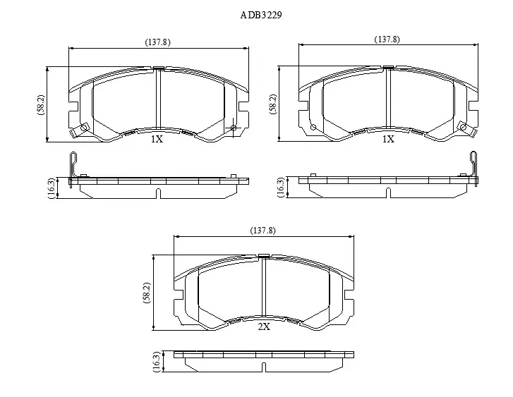 Тормозные колодки дисковые, комплект ALLIED NIPPON 1441279575 0I6 Q3S ADB3229