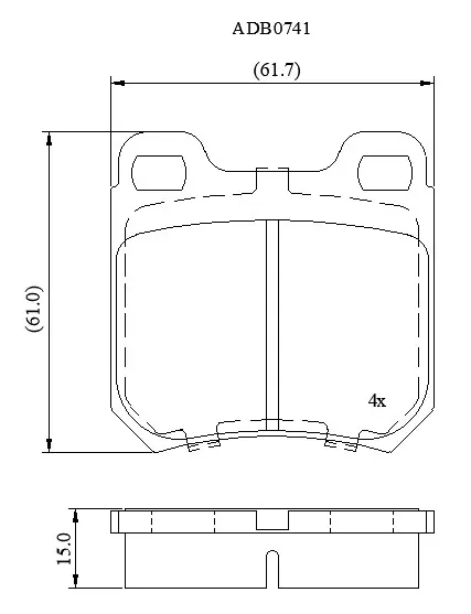 Тормозные колодки дисковые, комплект ALLIED NIPPON ADB0741 1FT VW1 1441279591