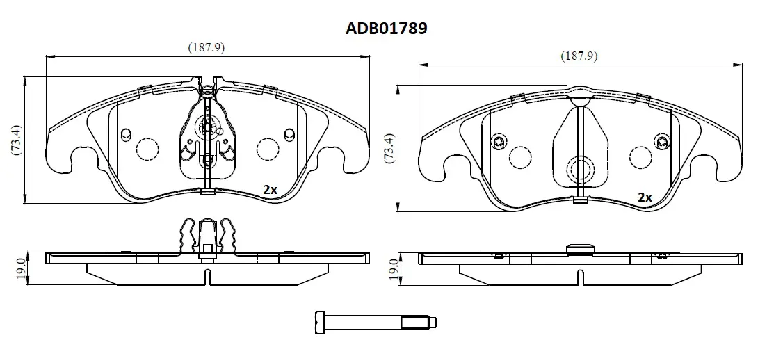 Тормозные колодки дисковые, комплект ALLIED NIPPON N8MA 07 ADB01789 1441279606