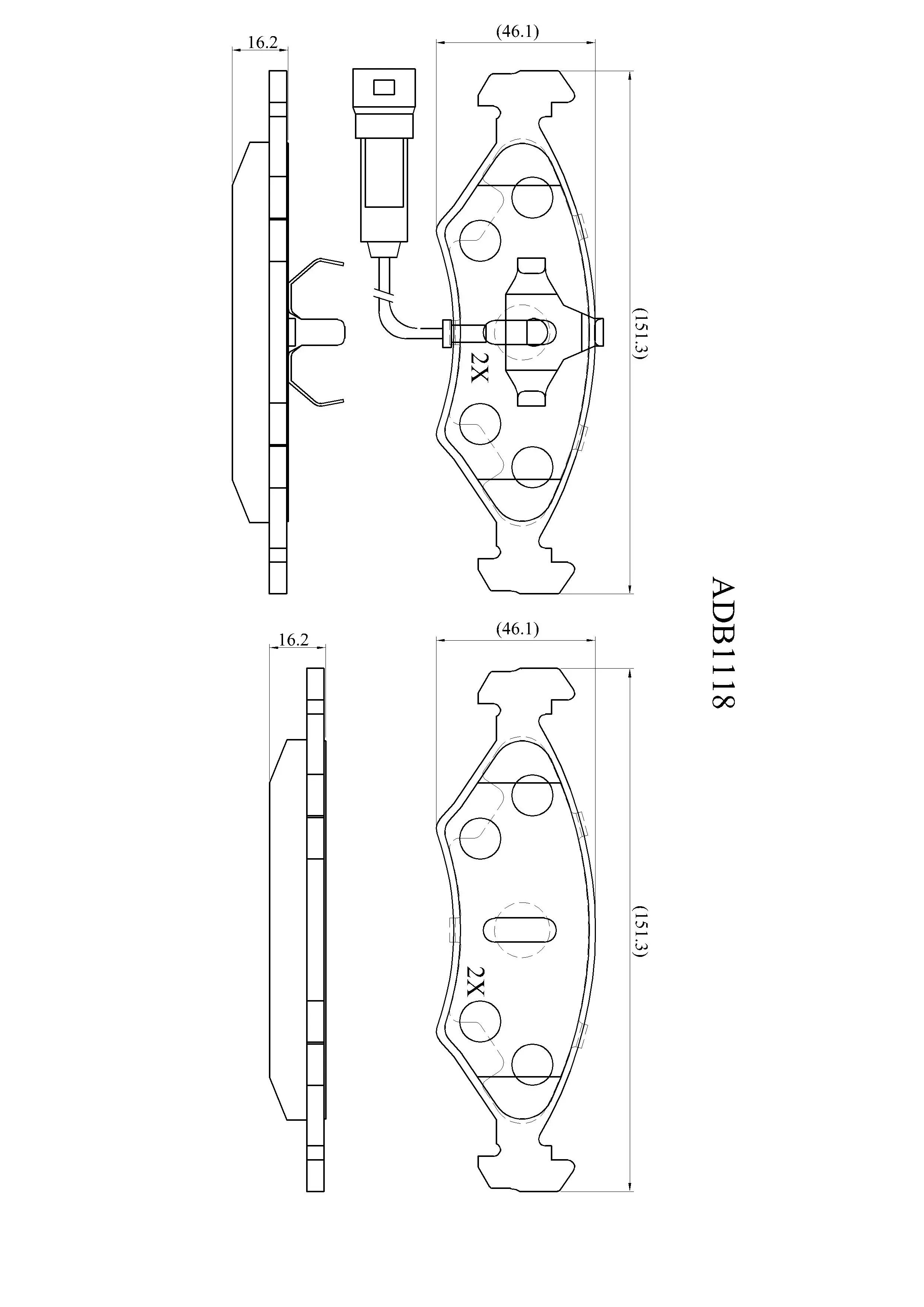 Тормозные колодки дисковые, комплект ALLIED NIPPON ADB1118 1441279619 2GHB MI
