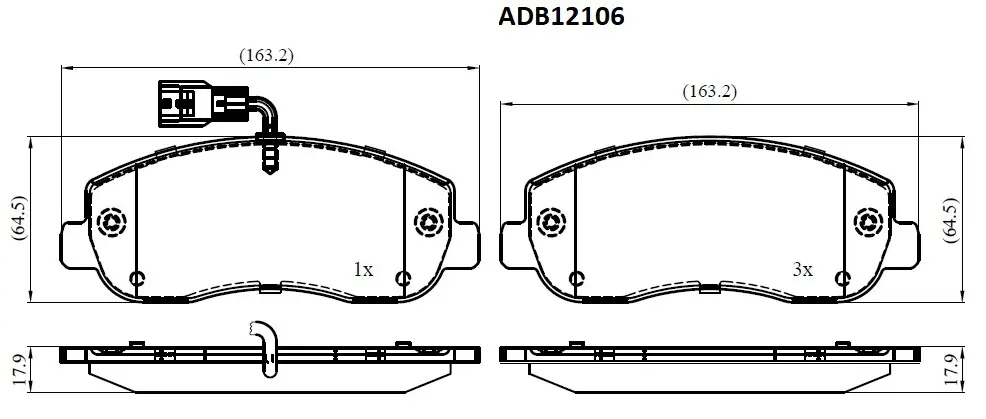 Тормозные колодки дисковые, комплект ALLIED NIPPON ADB12106 N4BJ QL 1441279646