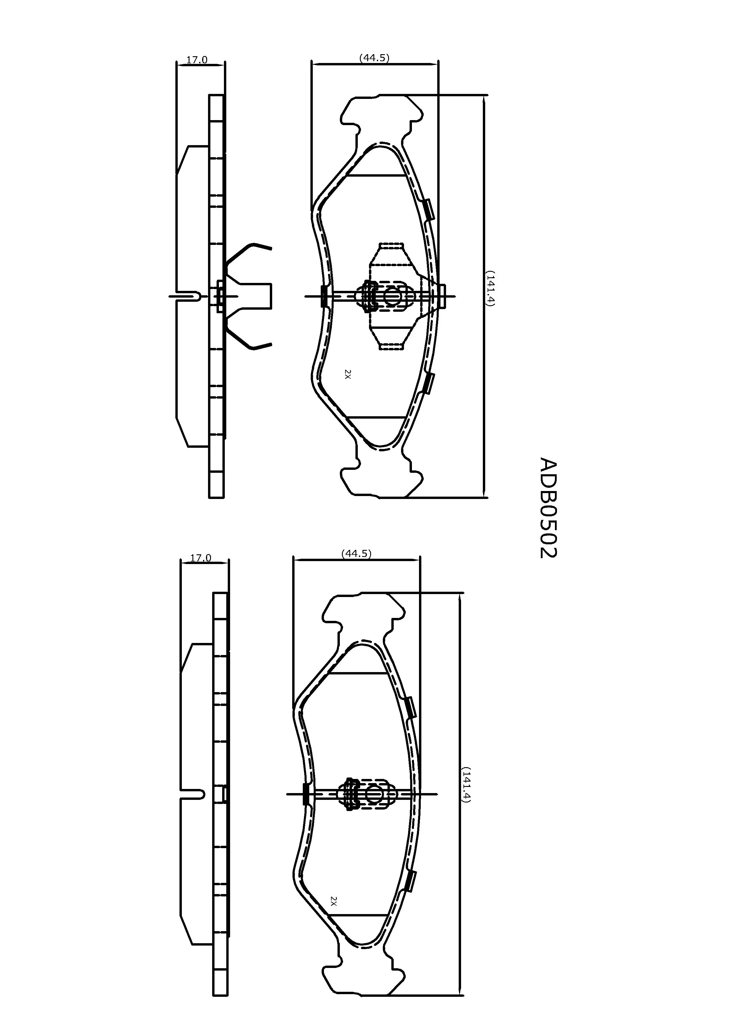 Тормозные колодки дисковые, комплект ALLIED NIPPON ADB0502 UM ZTXV 1441279659
