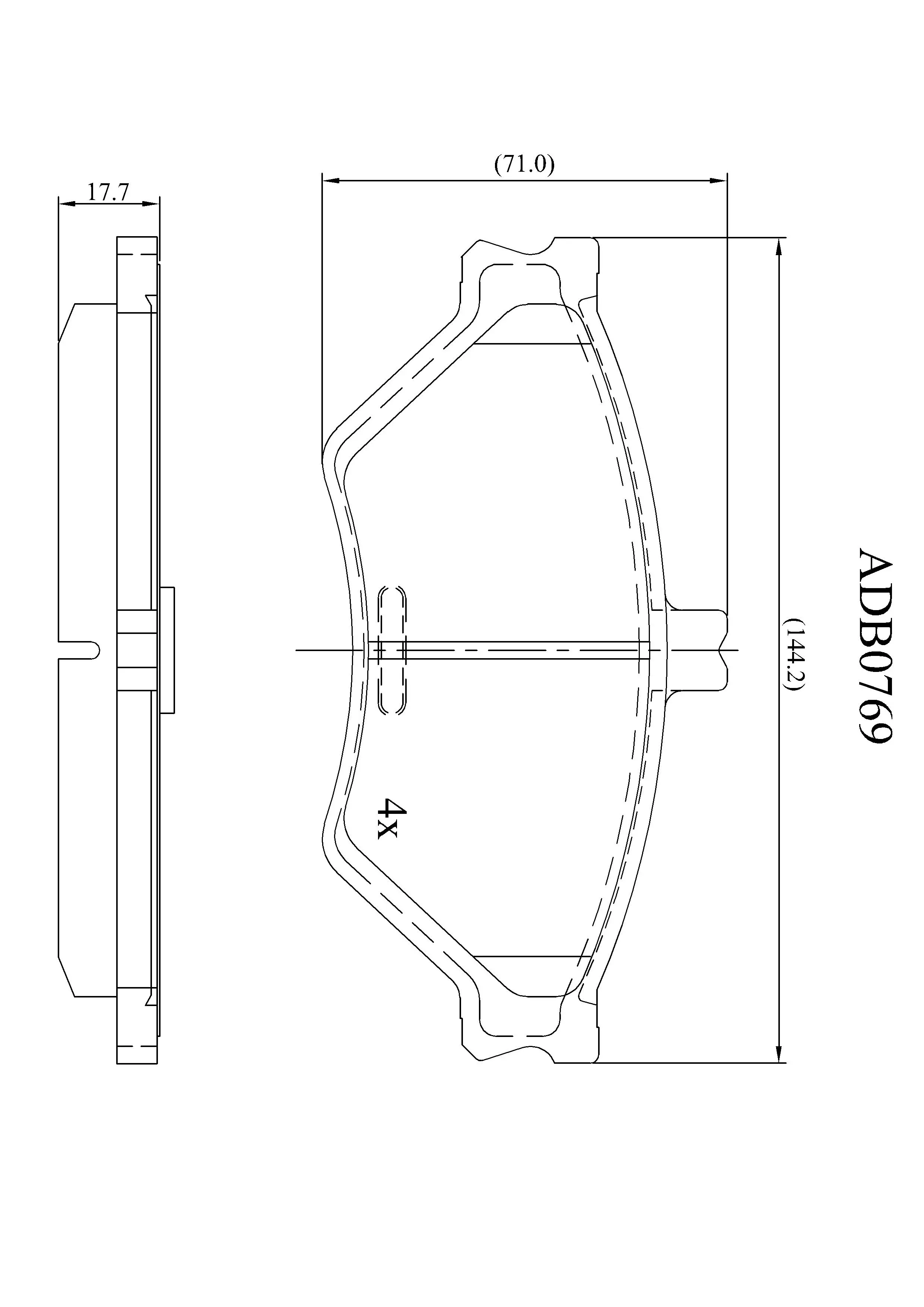 Тормозные колодки дисковые, комплект ALLIED NIPPON 8A I1J8O ADB0769 1441279676