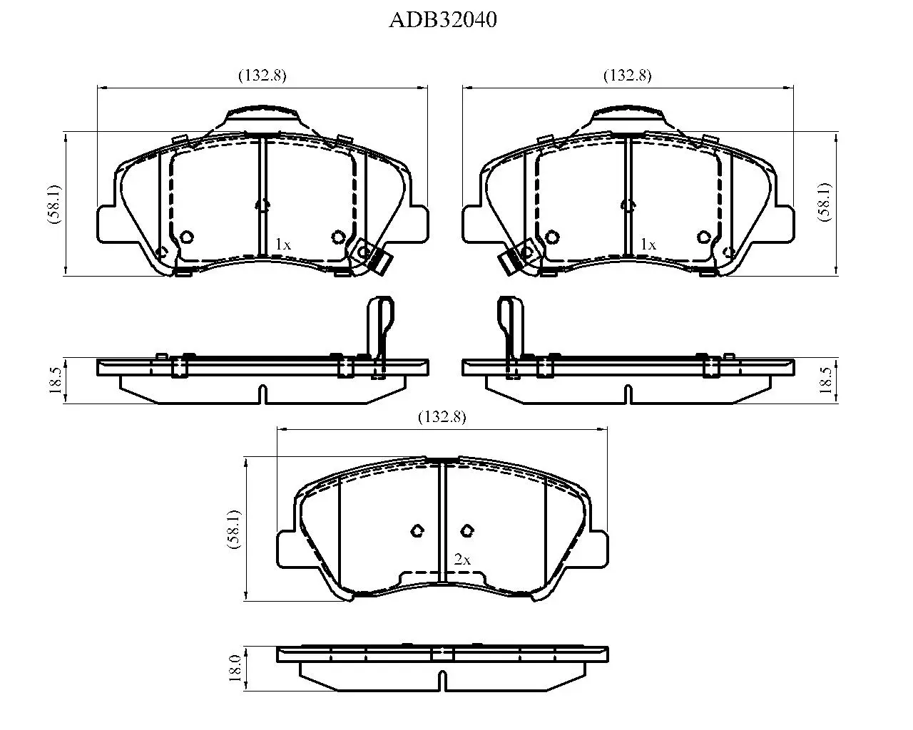 Тормозные колодки дисковые, комплект ALLIED NIPPON 1420939798 ADB32040 J1K6XQ Z