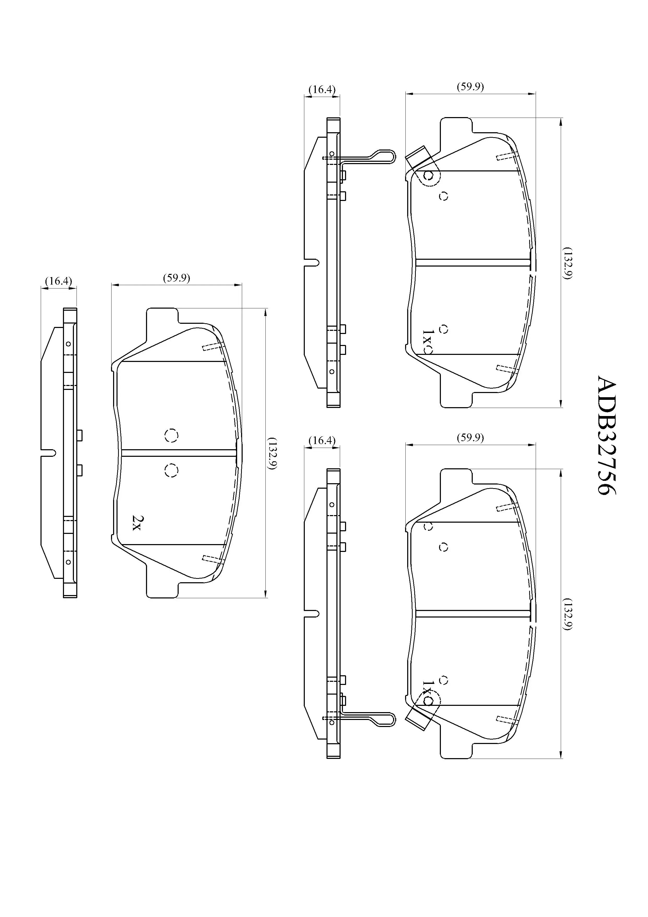 Тормозные колодки дисковые, комплект ALLIED NIPPON ADB32756 1441279684 SRV XON