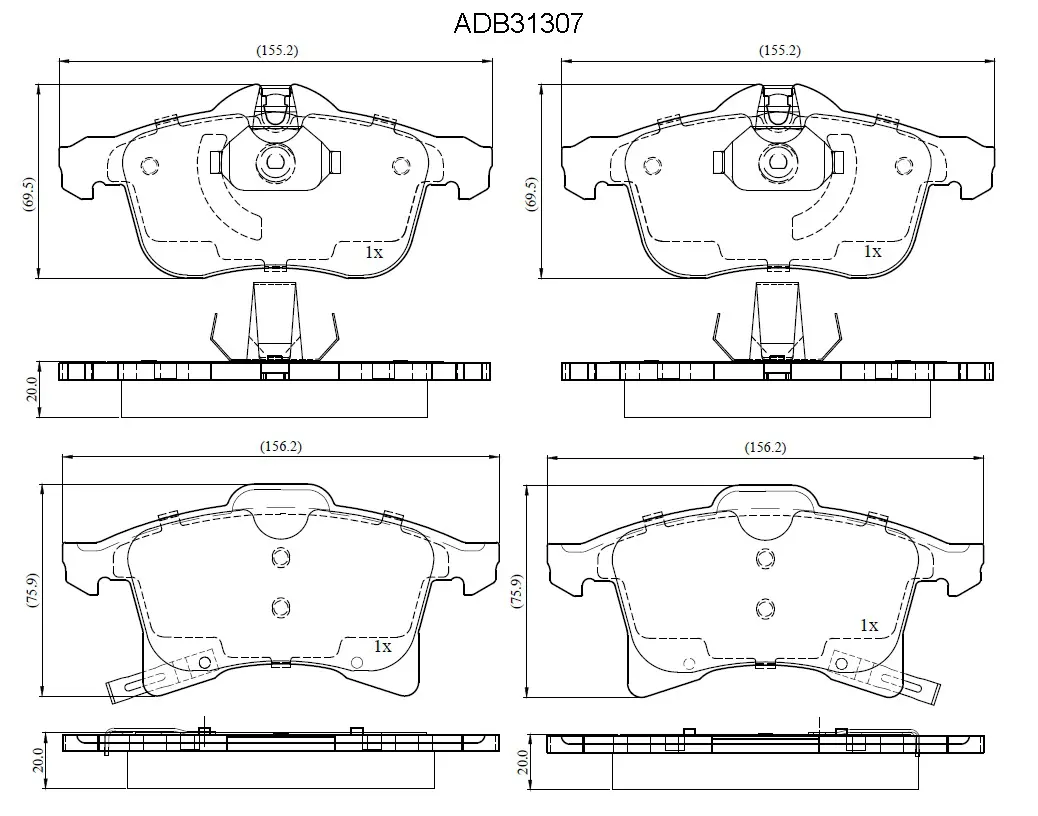 Тормозные колодки дисковые, комплект ALLIED NIPPON ADB31307 RRC QGNB 1441279711