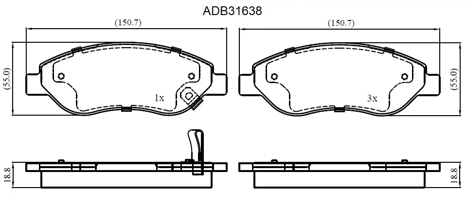 Тормозные колодки дисковые, комплект ALLIED NIPPON ADB31638 3XX 6X 1441279722