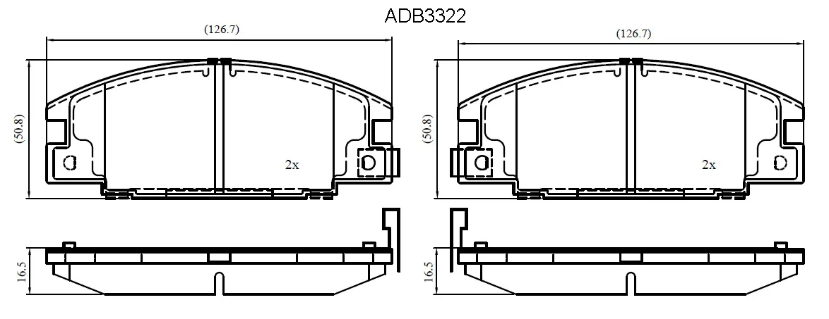 Тормозные колодки дисковые, комплект ALLIED NIPPON ADB3322 1441279727 LP2KN J