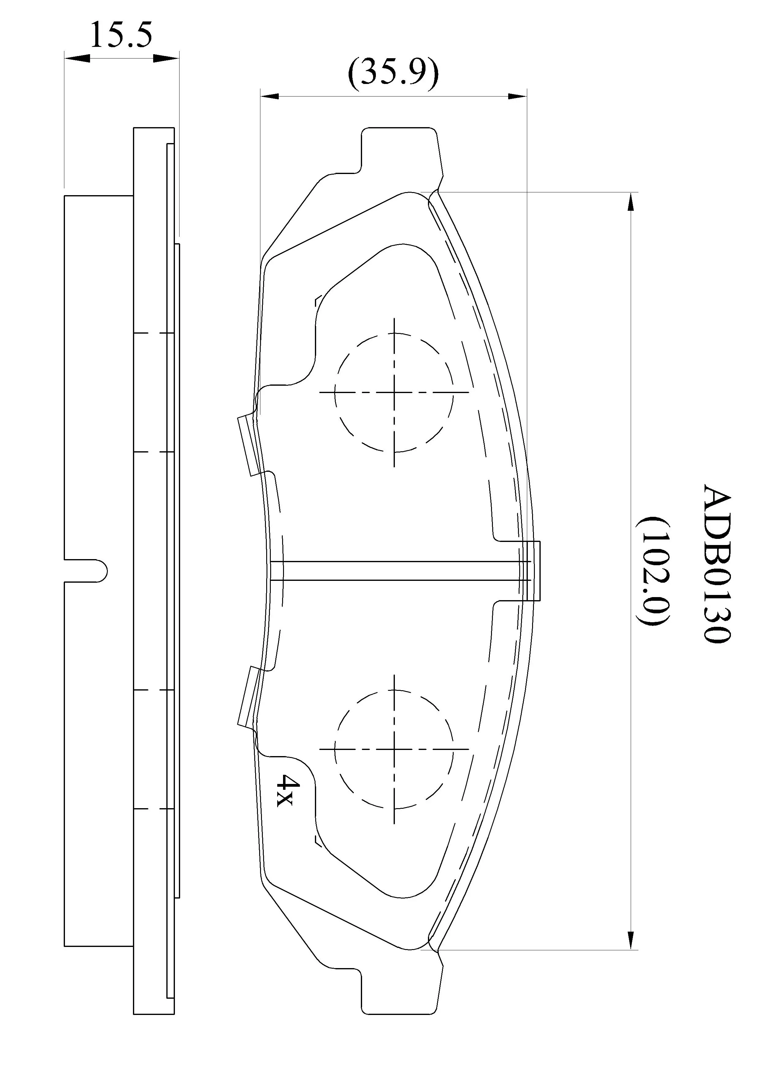 Тормозные колодки дисковые, комплект ALLIED NIPPON VUGR QW ADB0130 1441279755